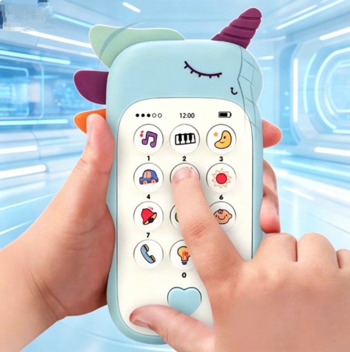 Kids Baby Phone Toy with Music & Sound, Simulation Cell Phone with Teether, Early Educational Sensory Toy for Infants Toddlers, Sleep-Friendly Learning Toy & Gift for Boys Girls