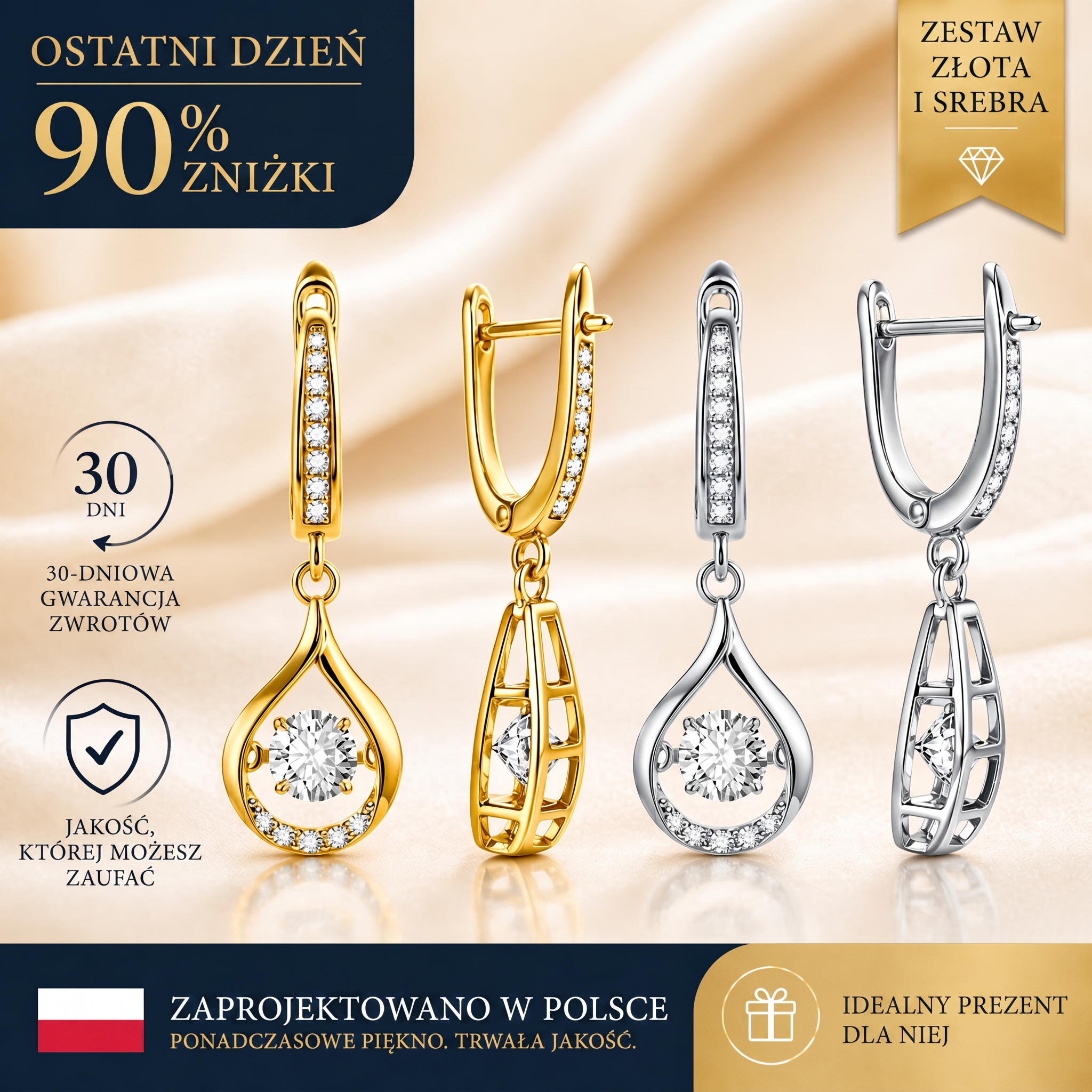 🔥 Najlepsza wartość: srebro S925 + złoto