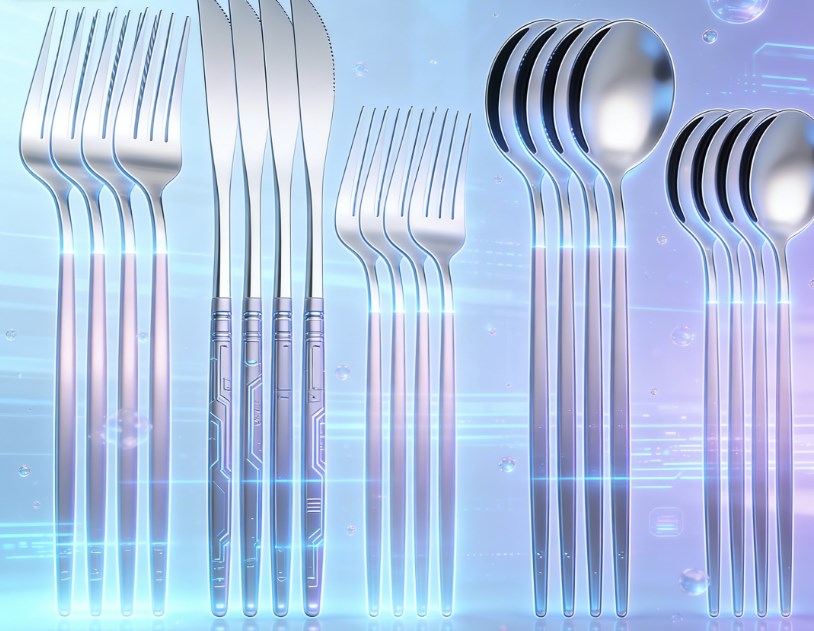 20PCS Pink & Silver Portuguese Cutlery Set - Minimalist Matte Handle Stainless Steel Silverware for 4 - High-End Restaurant Quality Tableware Set