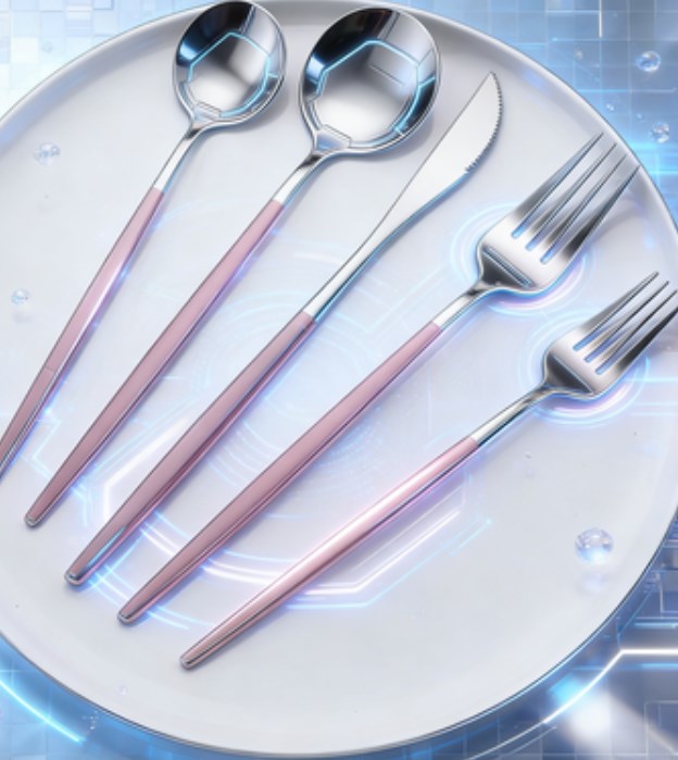 20PCS Pink & Silver Portuguese Cutlery Set - Minimalist Matte Handle Stainless Steel Silverware for 4 - High-End Restaurant Quality Tableware Set