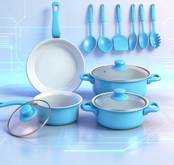 Complete 12PCS Kitchen Cookware Essentials - Non-Stick Maifan Stone Pan Set with Milk Pot & Skillet, Professional Boiling, Sauteing & Frying Cooking Set