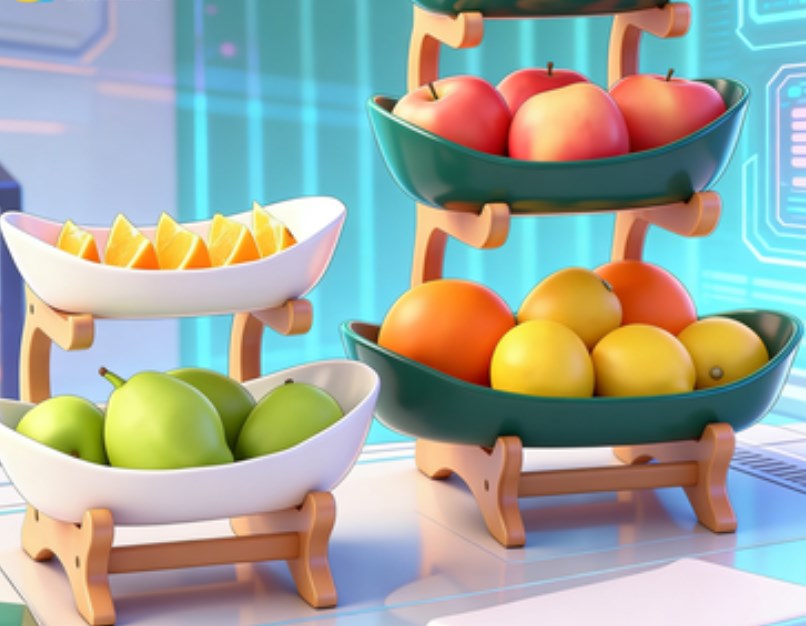 Creative Modern 2/3 Tier Fruit Basket - Aesthetic Plastic Serving Stand for Cakes, Snacks & Sweets - Decorative Tiered Tray for Coffee Table & Wedding