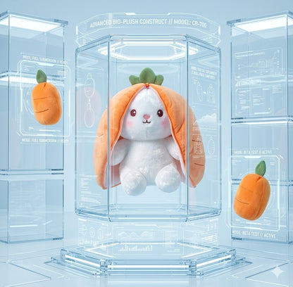 Creative Reversible Bunny Plush Toy – Soft Strawberry & Carrot Hideaway Rabbit Stuffed Animal, Unique Nursery Decor & Cuddly Birthday Gift