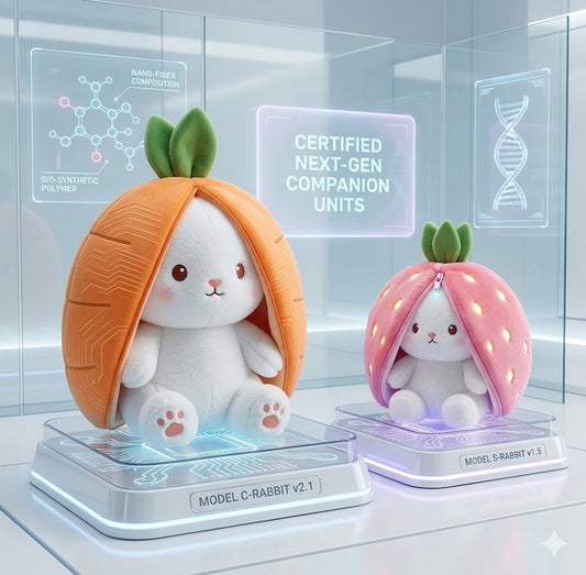 Creative Reversible Bunny Plush Toy – Soft Strawberry & Carrot Hideaway Rabbit Stuffed Animal, Unique Nursery Decor & Cuddly Birthday Gift