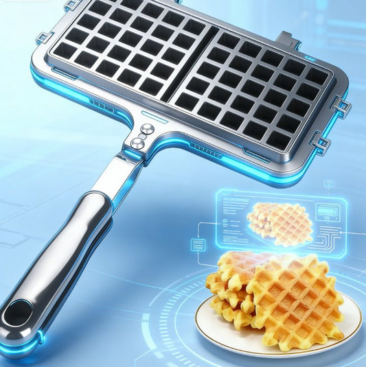 Easy-to-Use Stovetop Belgium Waffle Maker - Non-Stick Aluminum Baking Mold for Waffles - Manual Square Waffle Griddle with Even Heat Distribution