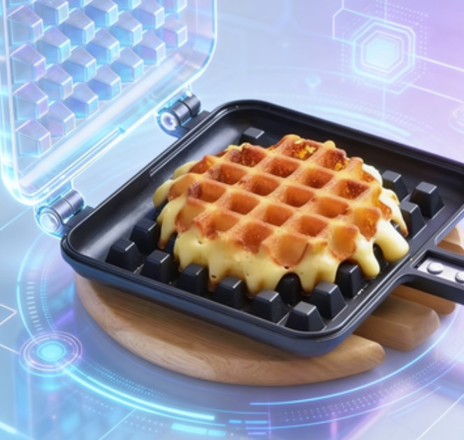 Easy-to-Use Stovetop Belgium Waffle Maker - Non-Stick Aluminum Baking Mold for Waffles - Manual Square Waffle Griddle with Even Heat Distribution