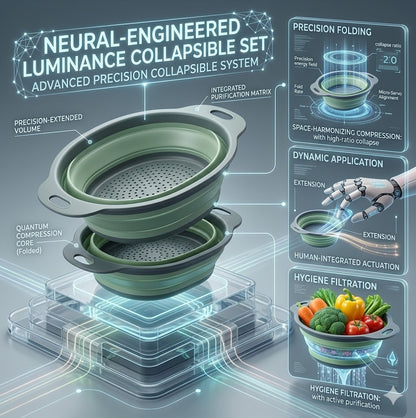 Foldable Silicone Colander 2-Pack - Collapsible Kitchen Strainer & Fruit Vegetable Wash Basket, Space-Saving Kitchen Gadgets for Small Kitchens & RVs