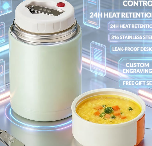 High-Performance Thermal Food Flask, Large Capacity - 316 Grade Stainless Steel Braised Beaker - 12-Hour Heat Retention Bento Box for Healthy Meals