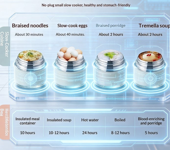 High-Performance Thermal Food Flask, Large Capacity - 316 Grade Stainless Steel Braised Beaker - 12-Hour Heat Retention Bento Box for Healthy Meals