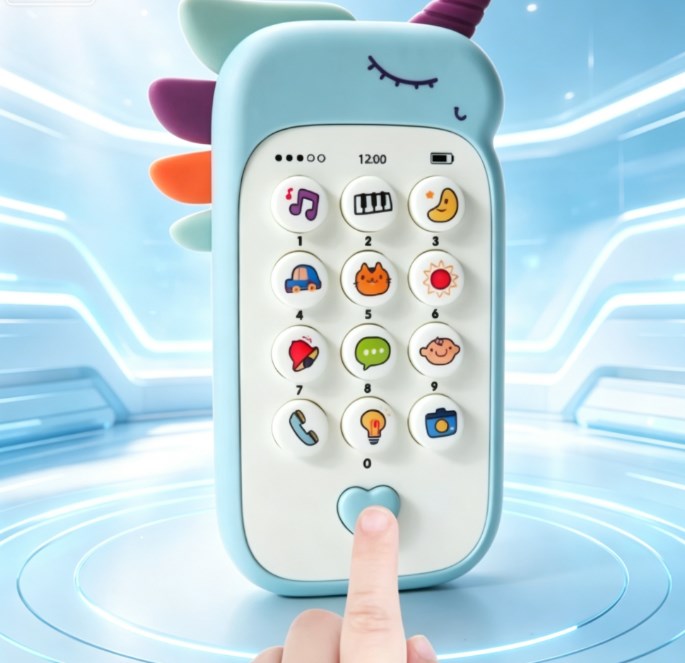 Kids Baby Phone Toy with Music & Sound, Simulation Cell Phone with Teether, Early Educational Sensory Toy for Infants Toddlers, Sleep-Friendly Learning Toy & Gift for Boys Girls