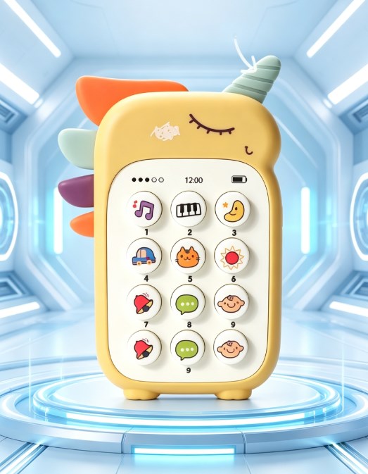 Kids Baby Phone Toy with Music & Sound, Simulation Cell Phone with Teether, Early Educational Sensory Toy for Infants Toddlers, Sleep-Friendly Learning Toy & Gift for Boys Girls