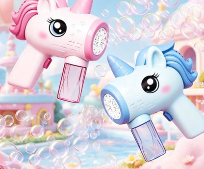 Unicorn Bubble Gun, Automatic Bubble Machine with LED Lights, Kids Electric Soap Blower for Summer Outdoor Parties, Birthday Gifts for Boys & Girls