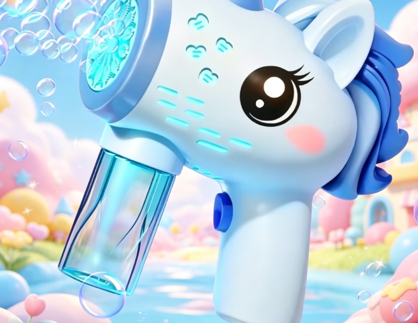 Unicorn Bubble Gun, Automatic Bubble Machine with LED Lights, Kids Electric Soap Blower for Summer Outdoor Parties, Birthday Gifts for Boys & Girls
