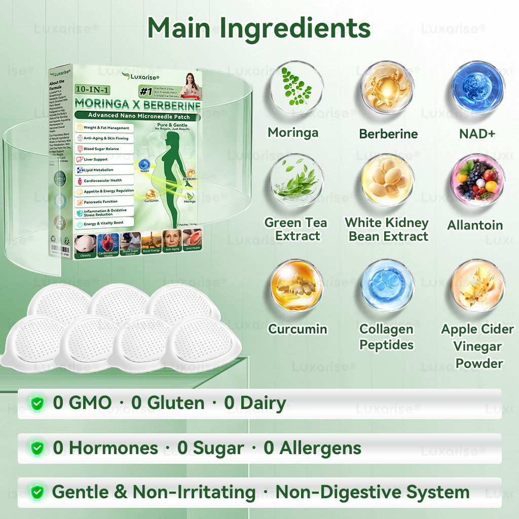 🔥𝑶𝒇𝒇𝒊𝒄𝒊𝒂𝒍 𝑺𝒕𝒐𝒓𝒆✅𝑳𝒖𝒙𝒂𝒓𝒊𝒔𝒆® Moringa Berberine × NAD⁺ 10-in-1 Nano Microneedle Patch